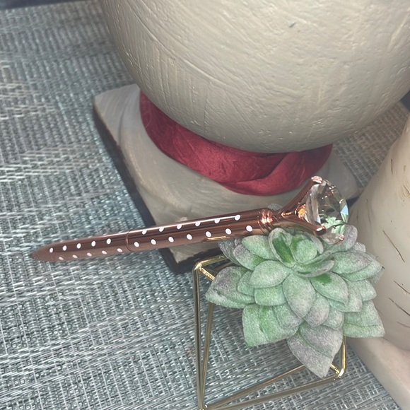 #60 NWT Rose Gold Polka Dot Pen with Diamond Jewel Top - Picture 8 of 16